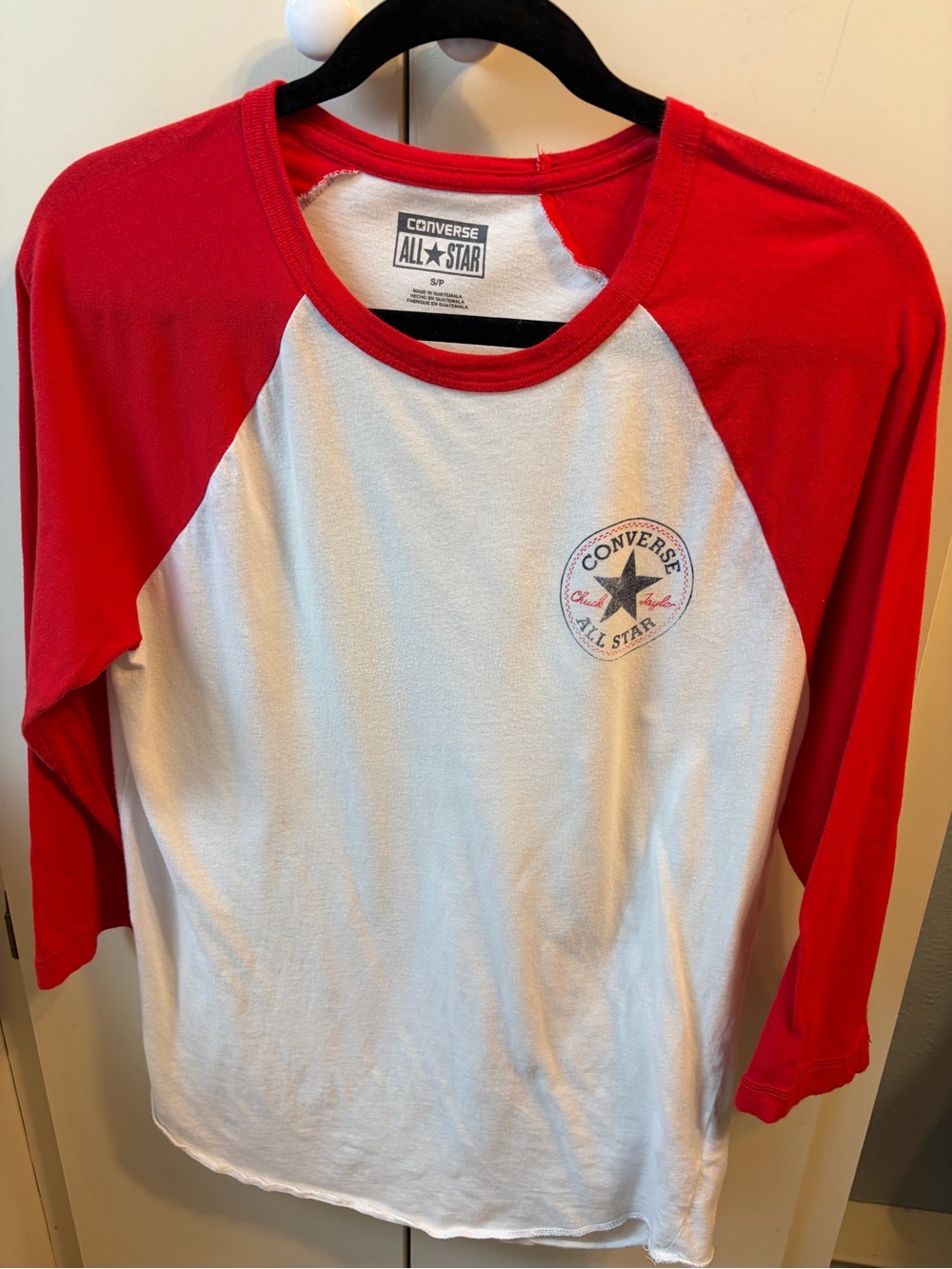Converse Red & White Raglan All Star Long Sleeve Tee